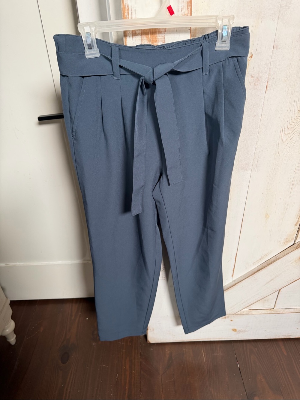 LOFT women’s Tie-Waist Chinos in Slate Blue 0339